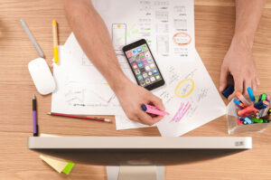 desk with stationery